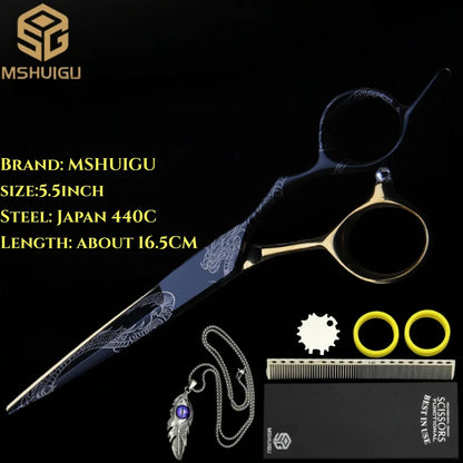 MSHUIGU professional barber Small size scissors 440C 5-5.5-6inch Multifunctional thinning shears Salon Tool Accessories