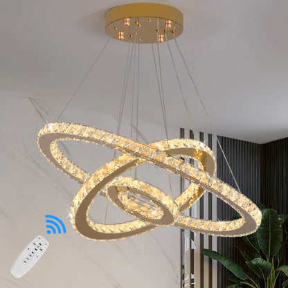 Crystal Pendant Light Living Room Remote Control Gold Chrome Lustre Ceiling Chandeilers Lamp for Bedroom Home Decoration Luminai
