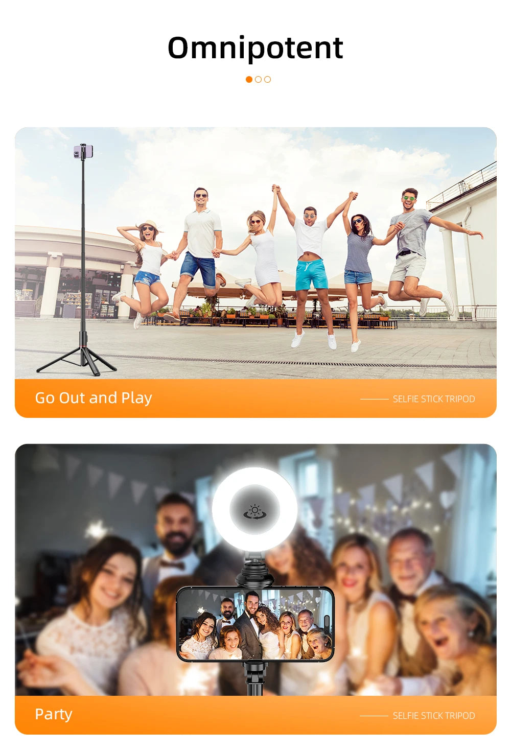 Selfie Stick with Wireless Bluetooth Remote, Portable 72 Inch Aluminum Alloy Selfie Stick Phone Tripod for iOS Android Cellphone