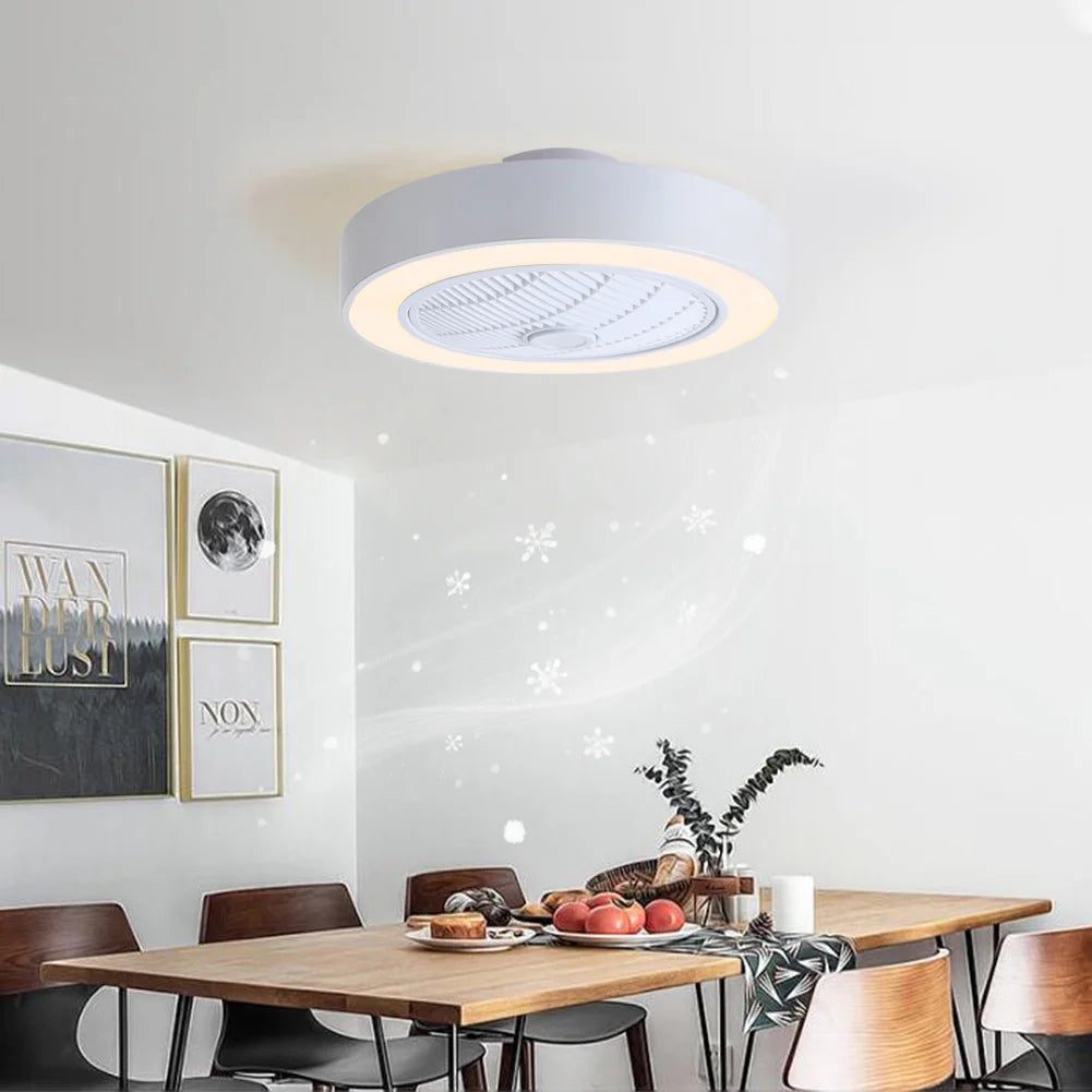 KOMORE Round Acrylic LED Ceiling Light Fan with Remote Control 3 Colour Temperature for Office, Living Room, Bedroom