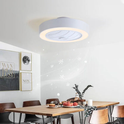 KOMORE Round Acrylic LED Ceiling Light Fan with Remote Control 3 Colour Temperature for Office, Living Room, Bedroom