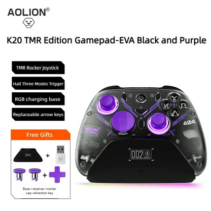 Aolion K20 RGB Wireless Gaming Controller With Charging Dock Gamepad Hall Effect Joystick Trigger For Switch 2/PC/Phone/Switch