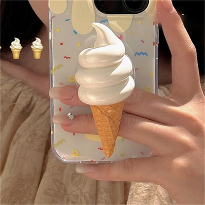 Cute 3D Ice Cream Folding Finger Ring Holder Phone Grip Tok Holder Socket Pocket Support For IPhone Expanding Stand Support