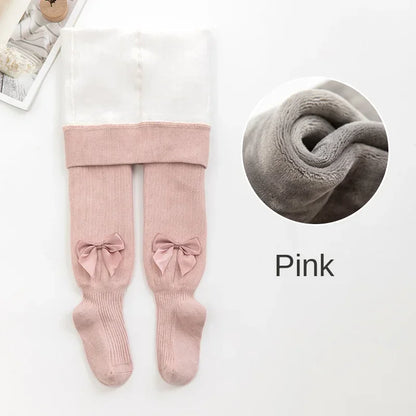 Winter Velvet Warm Tights For Girls Winter Cute Bowknot Cotton Children Pantyhose Newborn Toddler Baby Girls Tights 0 To 10 Yrs