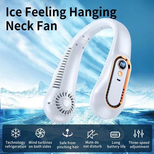 Neck Fan USB Portable Neck Fan Rechargeable Portable Cooler Neckband Bladeless~