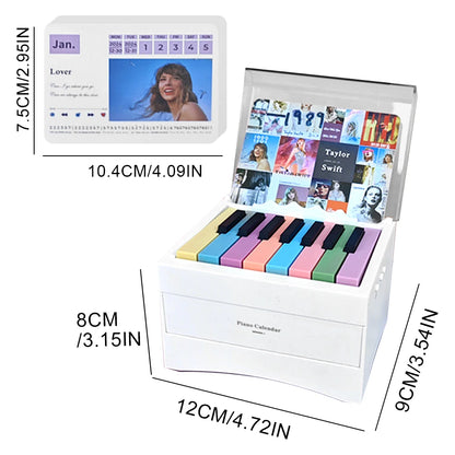 BT Taylor Piano Calendar 2025 Music Sheets Toy Playable Mini 15 Keys Piano Calendar with 27 Music Calendar Cards 52 Songs