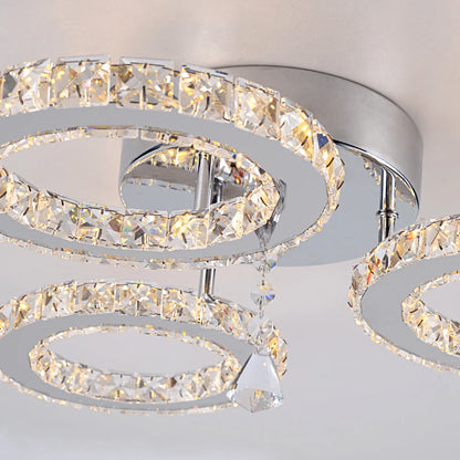 Modern K9 Crystal Led Rings Ceiling Lamp Chandelier Pendant Light Dimmable Luminaire Bedroom Living Dining Room Decor Fixture