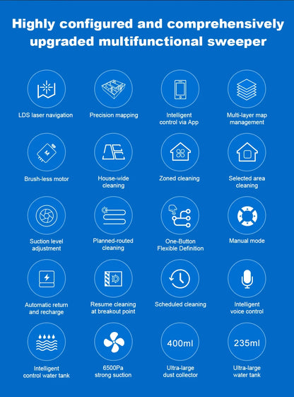 Liectroux / LILIN X6 LDS Saugroboter, Laser-Lidar-Navigation, Nass- und Trockenwischen, 6500 Pa Saugkraft, Mehrbodenkarte, Teppichverstärkung