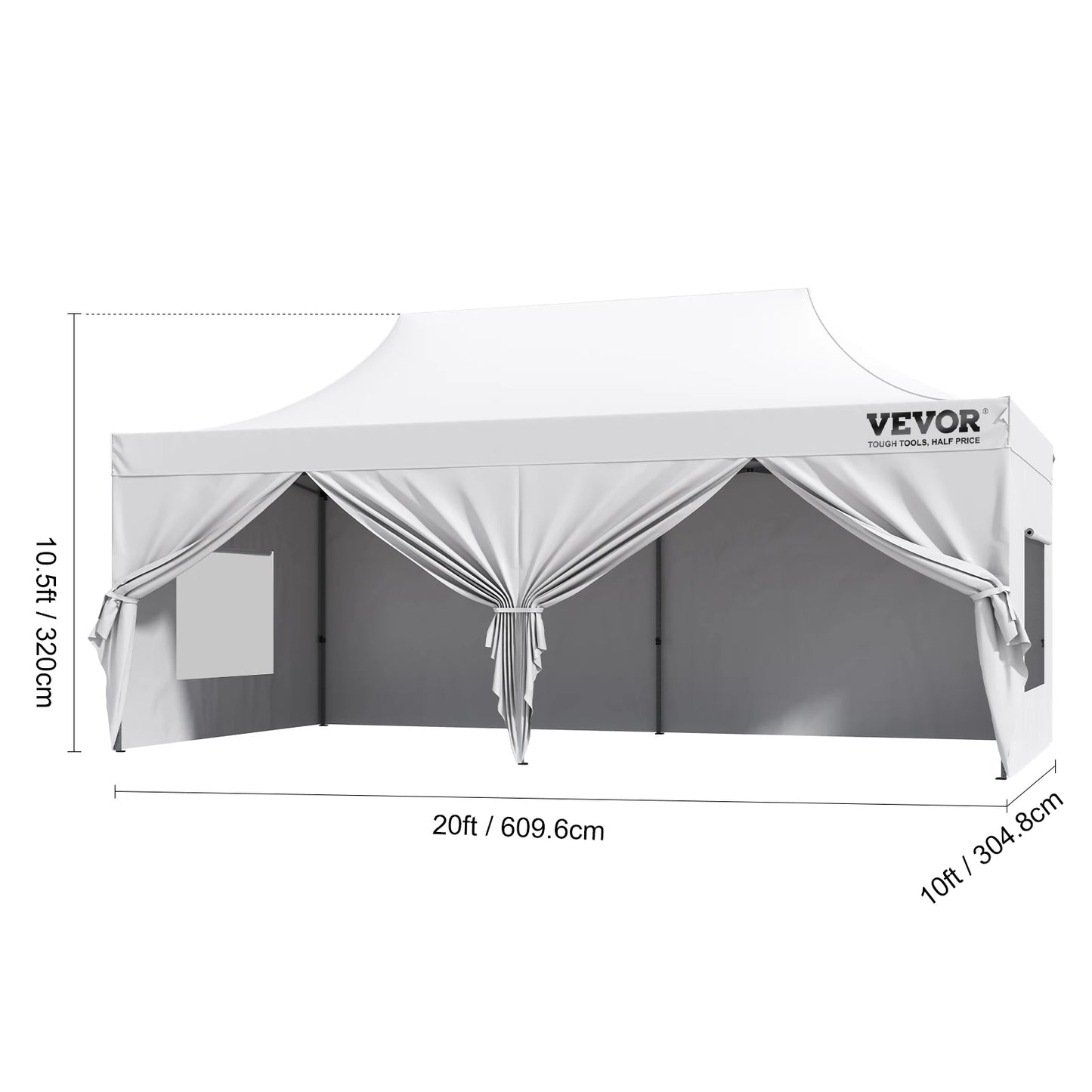 VEVOR 10x10 FT Pop up Canopy with Removable Sidewalls Portable Gazebo & Wheeled Bag  UV Resistant Waterproof Tent for Patio