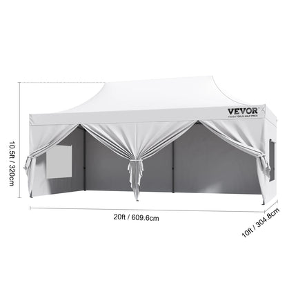 VEVOR 10x10 FT Pop up Canopy with Removable Sidewalls Portable Gazebo & Wheeled Bag  UV Resistant Waterproof Tent for Patio
