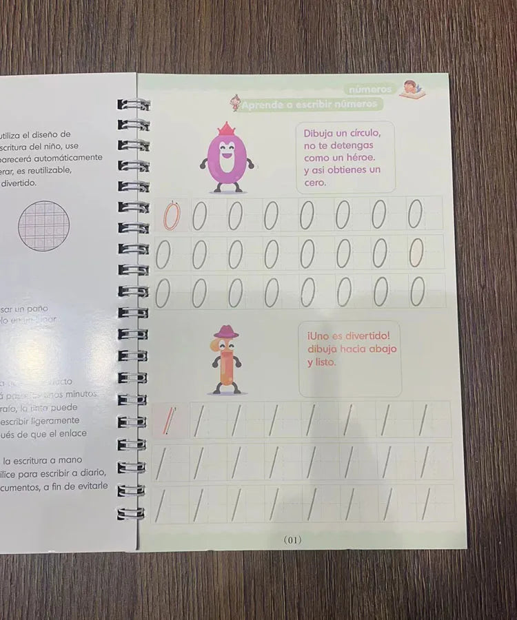 Magic Writing Book in Portuguese Calligraphy Notebook Montessori Kids Reusable Educational Calligraphic Letter Practice Toy