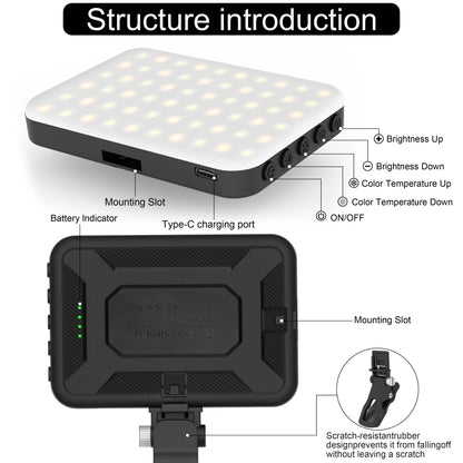 New Selfie Light, 60 LED Phone Light Fill Light 7 Modes Output Video Lamp Kit Dimmable 2500K-6500K Bi-Color Panel Light CRI 97+
