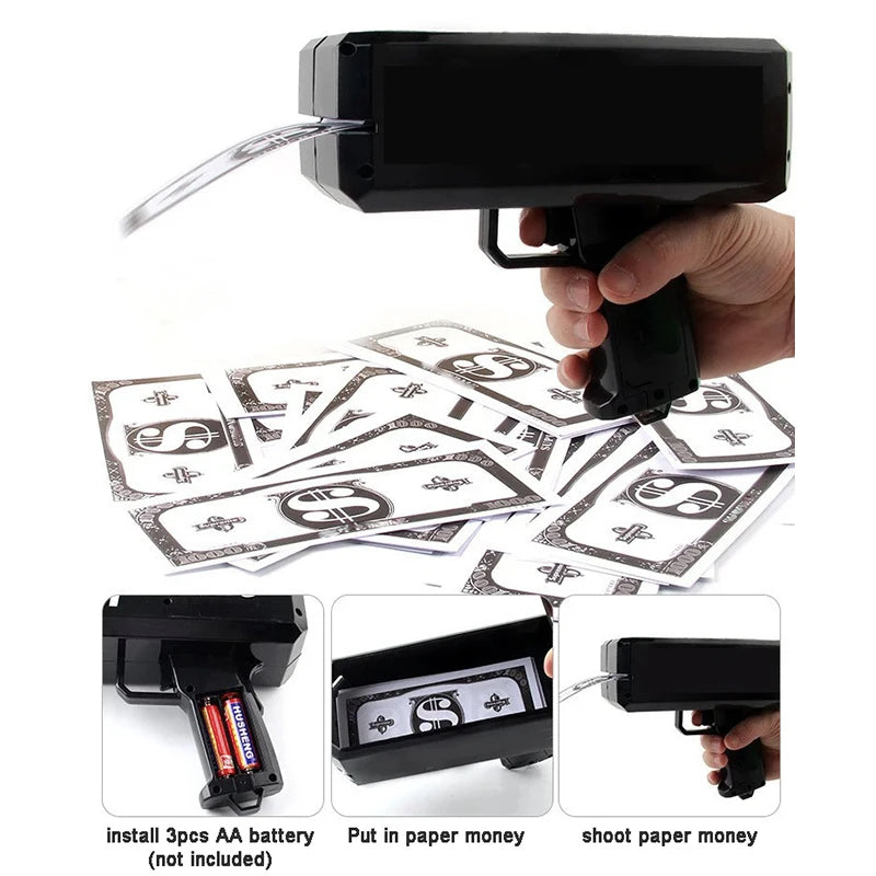 Shoot Money Gun Toy Funny Party Game Shoot Pistol Paper Money Wedding Birthday Christmas Decoration Shooter Throwing Kids Toys