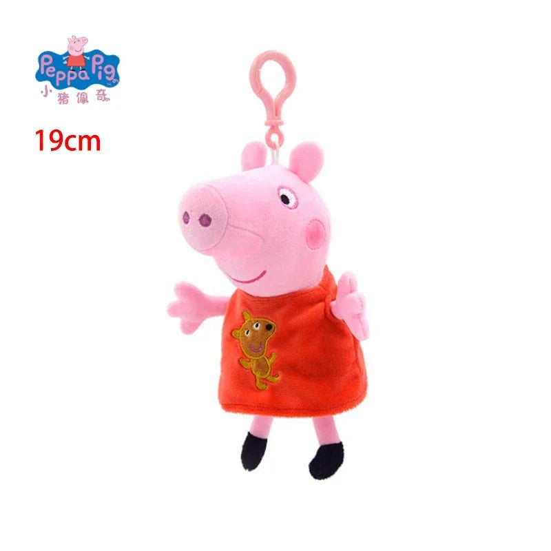 19CM Genuine Peppa Pig George Emily Candy Dennie Pedro Stuffed Plush Toys Keyring Animal Doll Pendant Children's Birthday Gifts