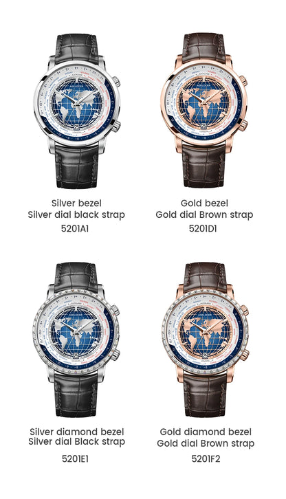 AGELOCER Original World Time Watch Men's Luxury Business Formal Automatic Mechanical Watch Birthday Gift for Men