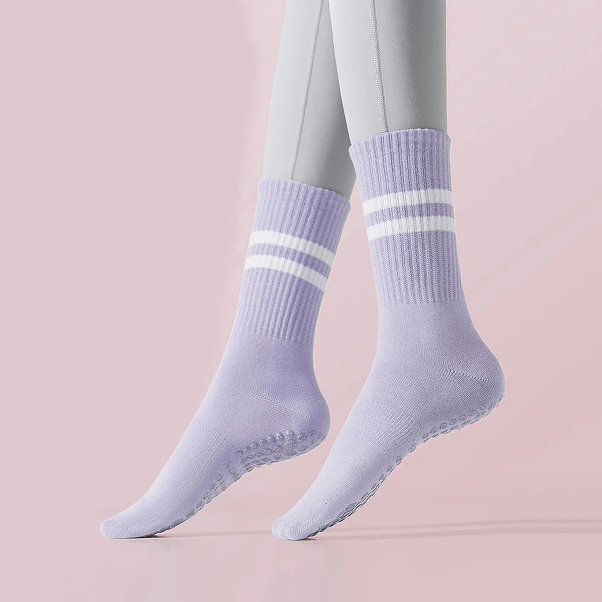3 Pairs Long Yoga Socks with Grip for Women Anti Skid Gripper Socks No Slip Socks for Pilates, Barre, Dance,Yoga
