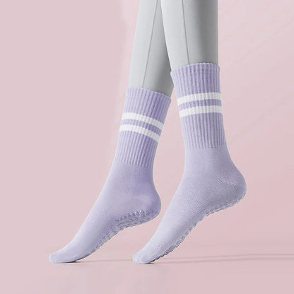 3 Pairs Long Yoga Socks with Grip for Women Anti Skid Gripper Socks No Slip Socks for Pilates, Barre, Dance,Yoga