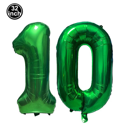 Number 10 Balloon 10 Digit Balloon Ten Blue Figure Green Globe 10th Birthday Big Large Red Pink Golden Black Colorful 32inch