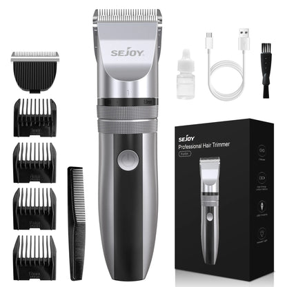 Sejoy Professional Hair Clippers for Men Rechargeable Beard Trimmer Cordless Barber Clippers for Hair Cutting Grooming