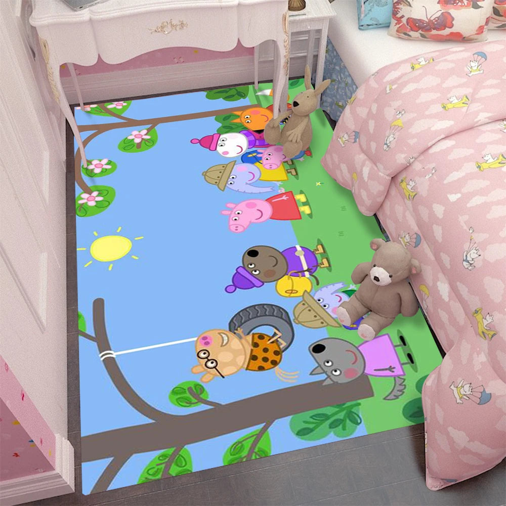 MINISO Cartoon P-Peppa-cute Pig Door Mat Kids Room Bedroom Decoration Balcony Anti-Slip Doormat Living Room Doormat Area Rug