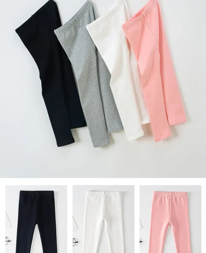 Girls Pure Cotton Long Pants - Slim Fit Thermal Underwear for Kids | Spring Autumn Base Layer