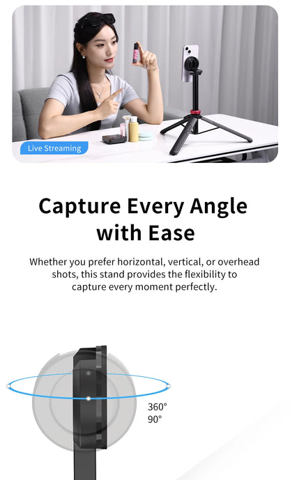 Ulanzi MT-84 1.53m Magnetic Tripod 360° Rotation Smartphone Extension Tripod for Selfie Live Streaming Vlog 10m Remote Control