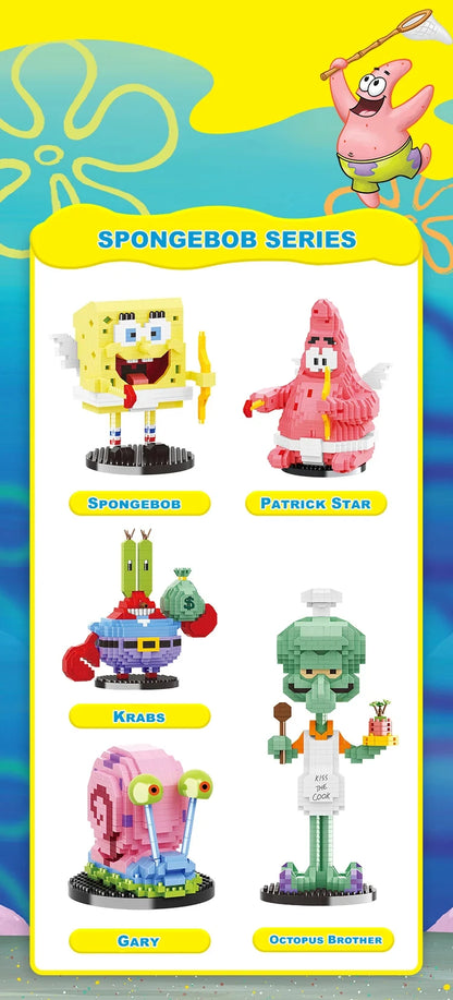 Spongebob Cartoon Krusty Krab Restaurant Building Blocks Creative Canteen Scenes Model Bricks Desktop Ornaments Toy For Kid Gift