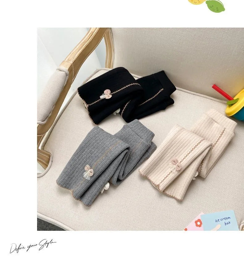 Girls with fleece leggings small children fall and winter thickened one body fleece outside wearing pants baby warm pantyhose