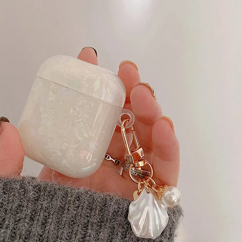Dreamy Pearl Shell Soft Case with Keychain Pendant For Apple AirPods 4 3 Pro 2 1 Wireless Earphone Accessories Headset Box Cover