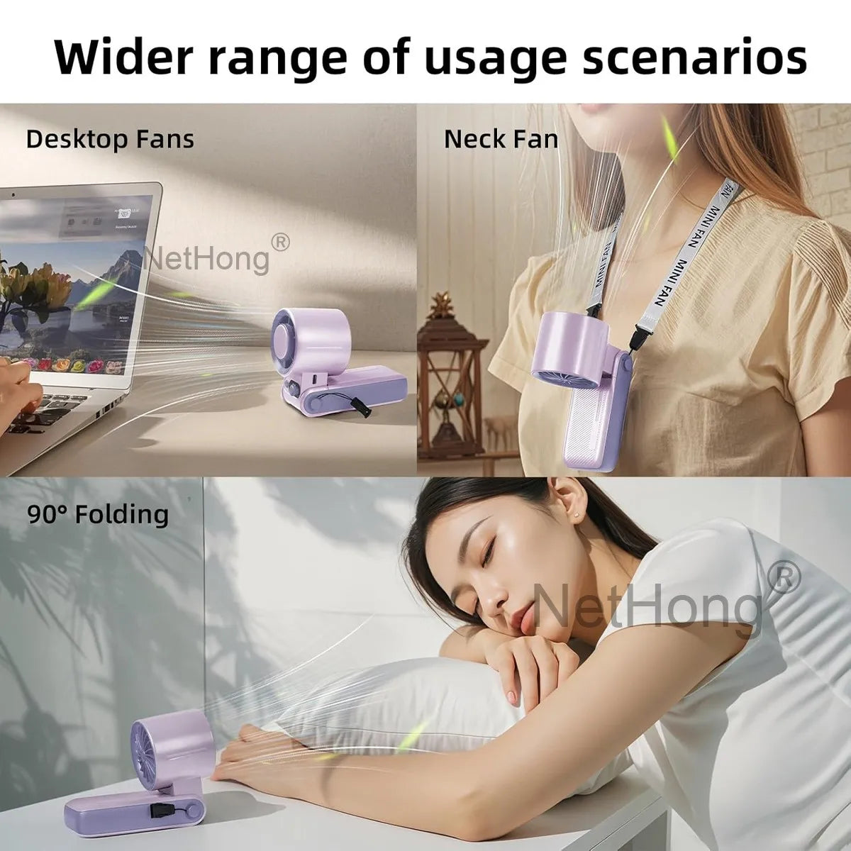 Portable Handheld Digital Turbo Fan 3600mAh Rechargeable 6 Speed Foldable Fan