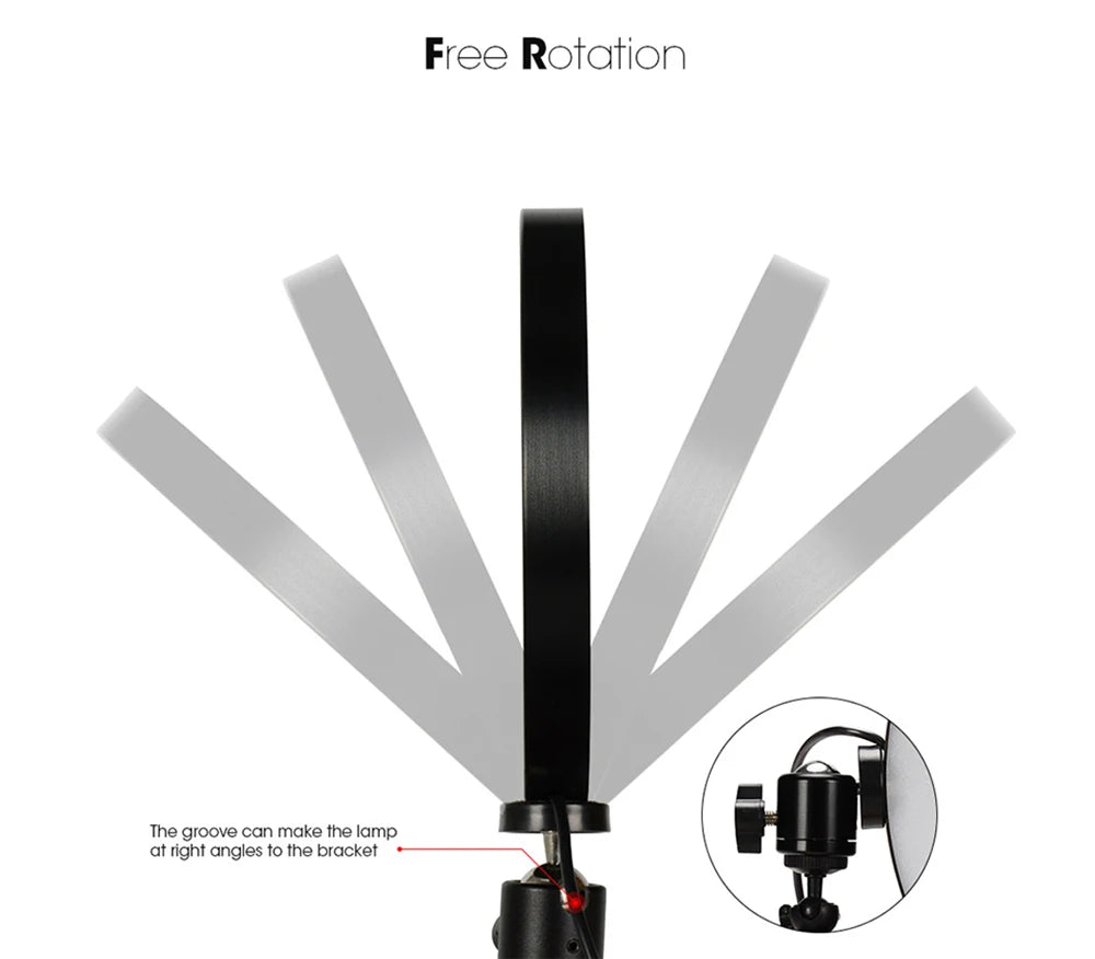 26cm 10 inch Led Ring Selfie Light Dimmable Photography Lighting Kit Usb Charge Lamp With Tripod For Live Video 120 Lamp Beads