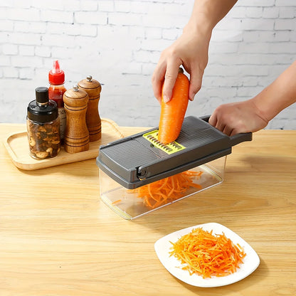 14pcs Vegetable Chopper Multifunctional Fruit Slicer Manual Food Grater Vegetable Slicer Cutter With Container  Kitchen Gadgets