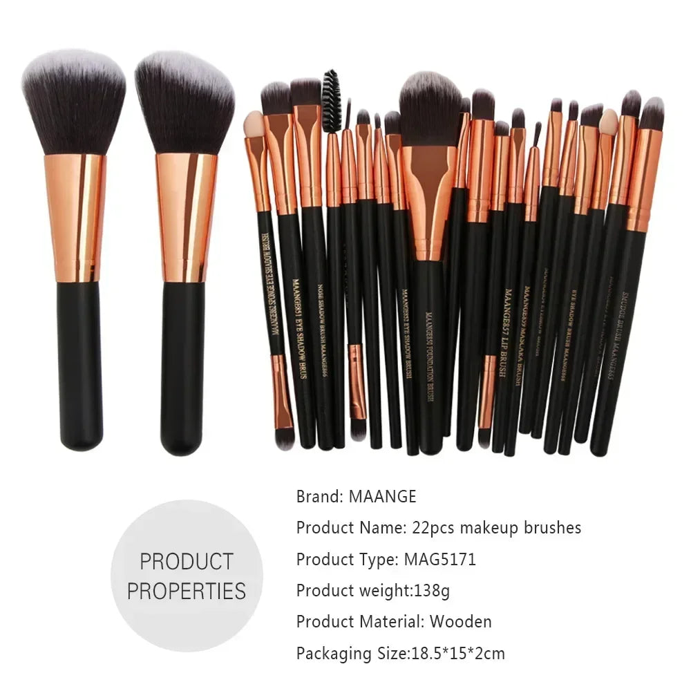 Professional Makeup Brush Set - 22 Piece Premium Cosmetic Brushes Kit for Eyeshadow & Eyeliner