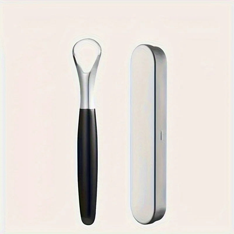 A Stainless Steel Tongue Scraper Designed to Bad Breath, This Reusable Oral Hygiene Tool Serves As a Tongue Cleaning Beauty