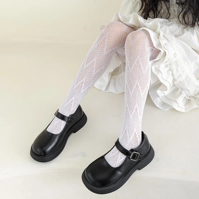 Thin Breathable Baby Girl Tights Kids Dance Stocking Sock Children School Student Uniform Tights Princess Wave Lace Pantyhose