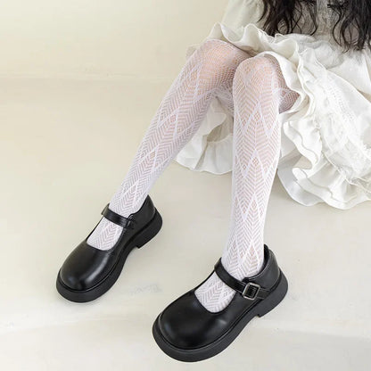 Thin Breathable Baby Girl Tights Kids Dance Stocking Sock Children School Student Uniform Tights Princess Wave Lace Pantyhose