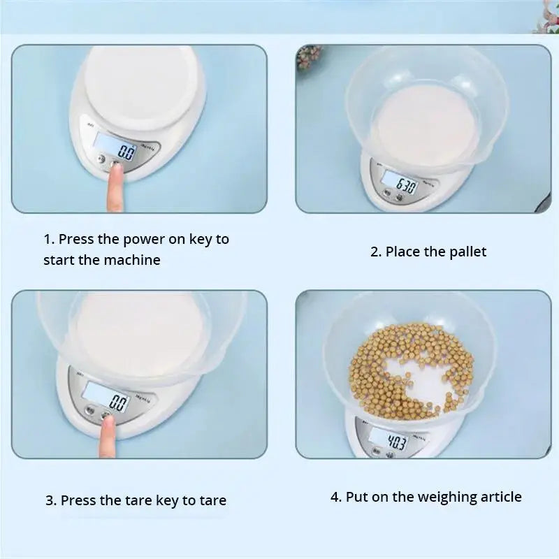 5kg Digital Kitchen Scale - Portable LED Food Weight Scale with 1g Precision for Baking & Cooking