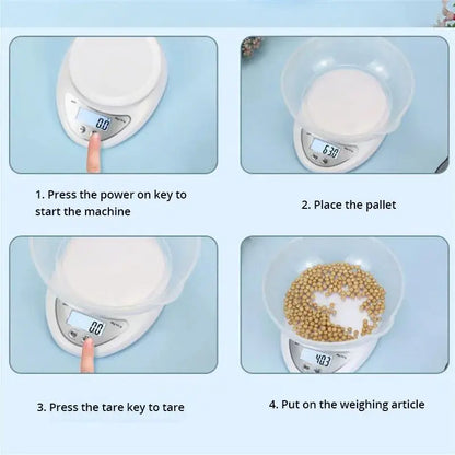 5kg Digital Kitchen Scale - Portable LED Food Weight Scale with 1g Precision for Baking & Cooking