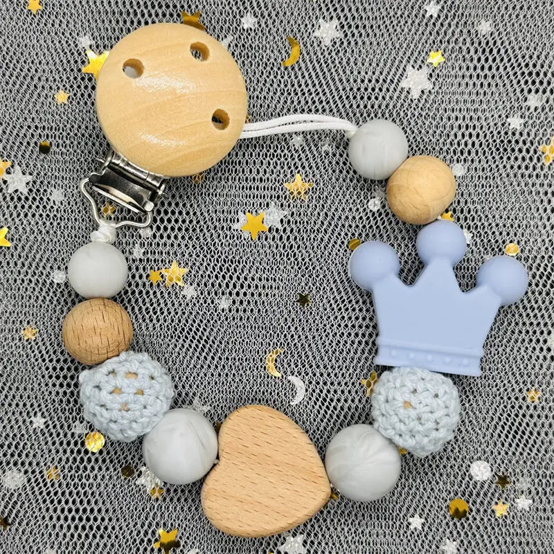 NEW Custom Name Wooden Personalized Baby Pacifier Chain Beech Bead Dummy Nipple Holder Guard Teether Pendant Newborn Mother Gift
