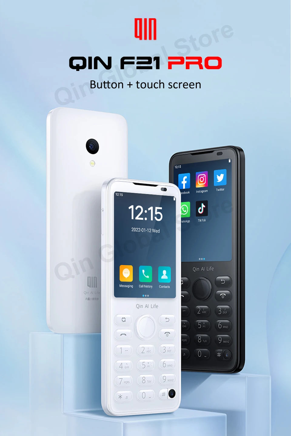 New Qin F21 Pro Smart Touch Screen Phone Wifi +2.8 Inch 3GB + 32GB / 4GB 64GB Bluetooth 5.0 480*640 Global Verison Phone
