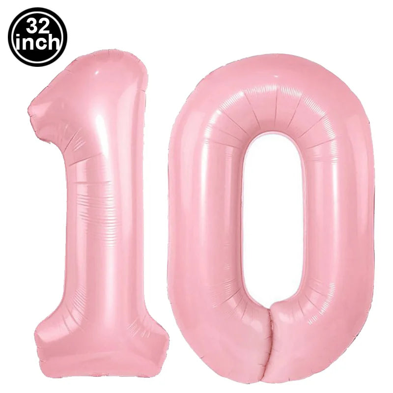 Number 10 Balloon 10 Digit Balloon Ten Blue Figure Green Globe 10th Birthday Big Large Red Pink Golden Black Colorful 32inch