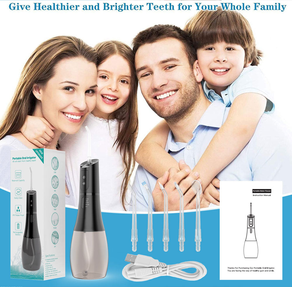 Mouth Washing MachineFloss,Oral Irrigator Portable Water Flosser Rechargeable 5 Modes 400ML Dental Water Jet for Cleaning Teeth