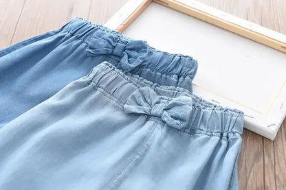 2025 New Fashion Children Wide Leg Pants Summer Casual Thin Chiffon Cropped Trousers For Teenager Girls Clothes 2 4 6 8 10 Years