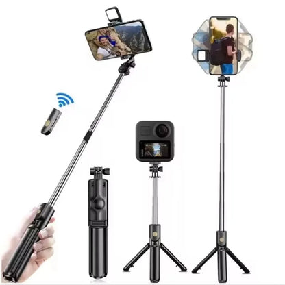 MEUYAG Wireless Selfie stick Tripod With Fill Light Bluetooth Shutter Remote Control Portable Foldable Monopod For Smart Phone