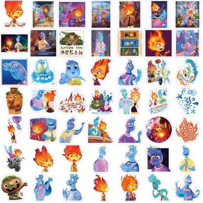 50pcs Disney Cartoon Movie Elemental Stickers for Kids Toys Kawaii Cute Decals DIY Laptop Phone Waterproof Decoration Sticker