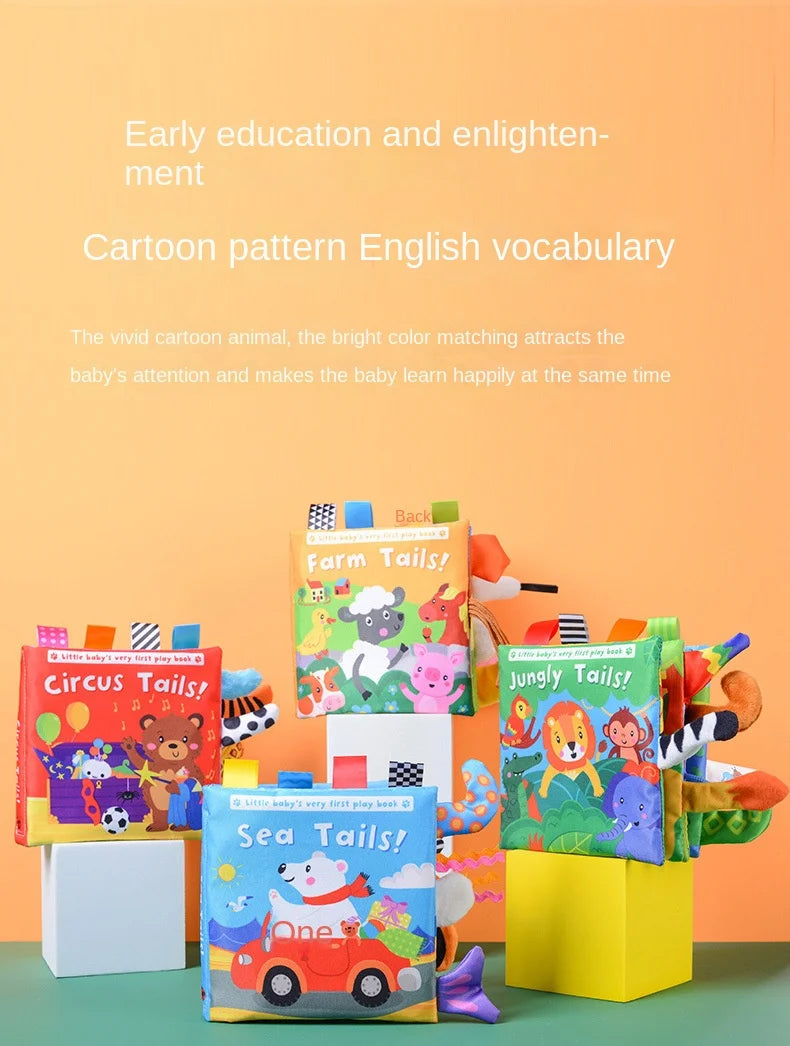 Animal Tail Cloth Book Tear Can Bite Pop-up Book Educational Enlightenment Early Education Infant Cognitive Toys 0-3 Years Old