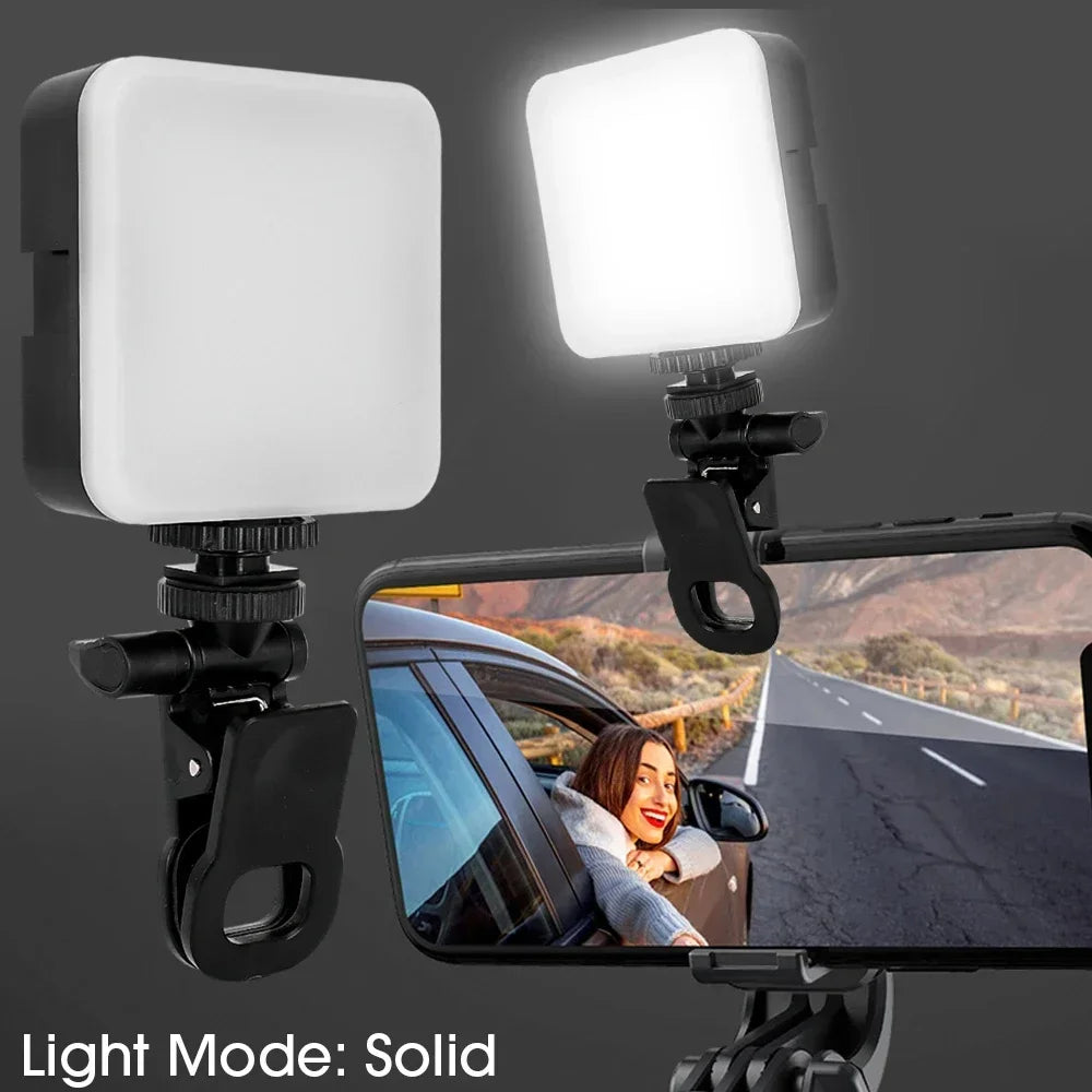 Pocket LED Selfie Light for IPhone Samsung IPad Mobile Phone Laptop Clip Ring Flash Fill Video Photo Ringlight Photography Lamp