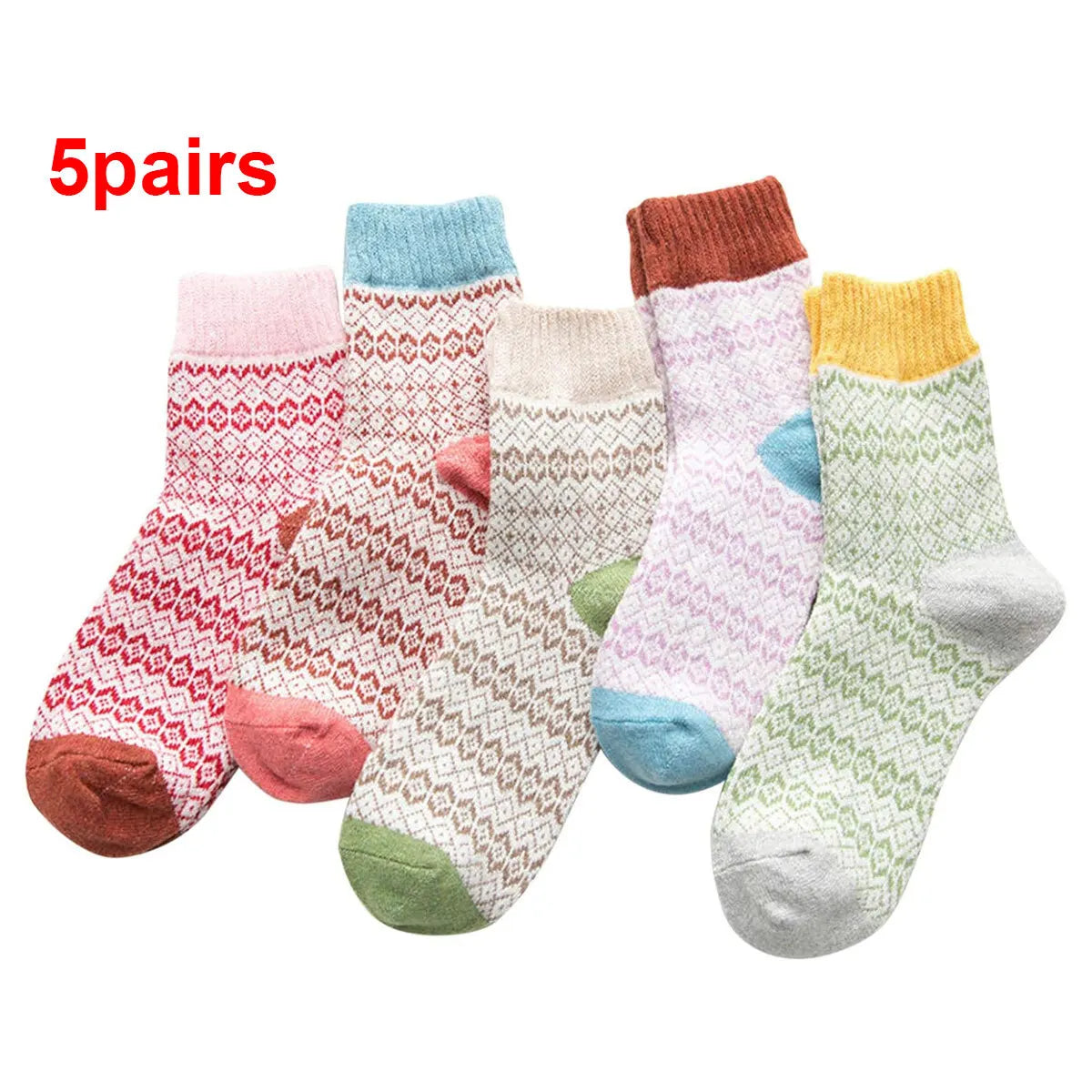 5 Pairs Winter Men's Thicken Sheep's Wool Socks - Warm & Retro | Colorful Fashio