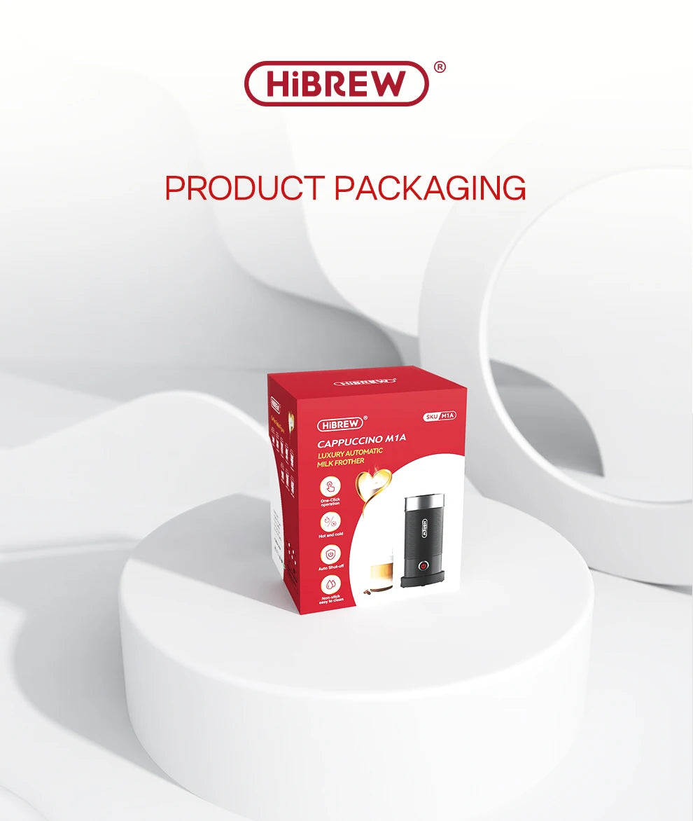 HiBREW Milchaufschäumer, Milchaufschäumer, Schokoladenmischer, Kalt-/Heißmilch, Latte Macchiato, Cappuccino, vollautomatisch, Milchwärmer, Cool Touch M1A