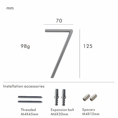 Nurlin 5 inchs 125mm Luxury Address Big House Numbers Modern Gold Black Silver Floating Signage Outdoor Digits Mailbox Sign